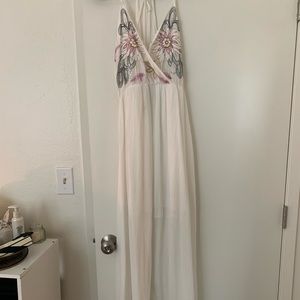White embroidered maxi skirt